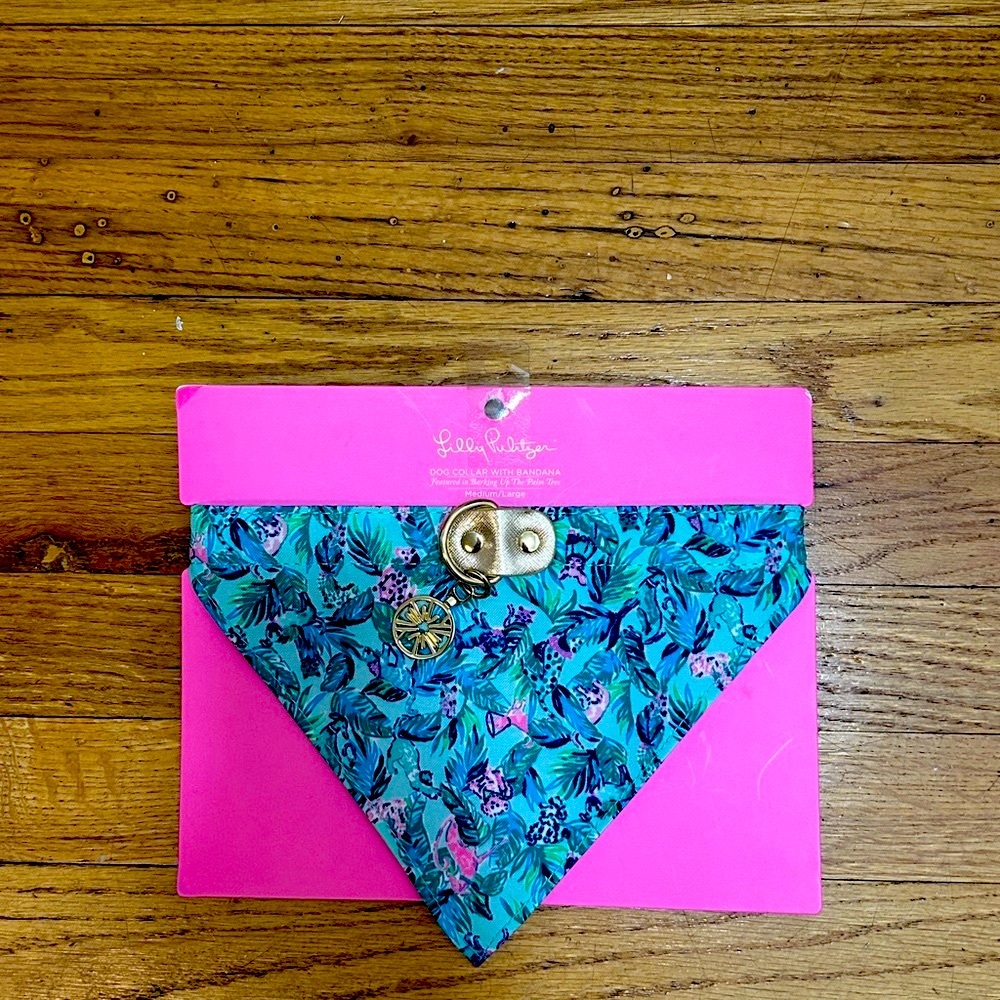NWT Lilly Pulitzer Dog Collar w Bandana Size: M/L